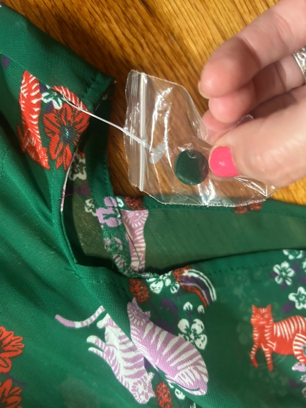 ModCloth Green Cats Dress XL Fully Lined Knee Length Whimsy Fairy Cute Kitchy - Picture 6 of 12
